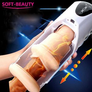 Sex toy massager Fully Automatic Male Masturbator Cup Telescopic Sucking Machine Heating Blowjob Real Vagina Pussy Toys for Men Aircraft