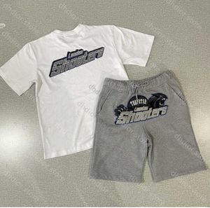 メンズTシャツサマーTシャツロンドンシューティングゲームトラップスターショートスーツ有名なデザイナー刺繍ビッグアイコンシャツカップルパーカージャケットタイダルフローデザイン663ess