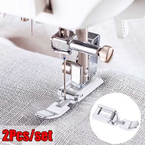 Novo calcador 2 peças para guia da máquina de costura Pés de bainha enrolados para fazer você mesmo Tecido elástico Acessórios para máquinas de costura domésticas