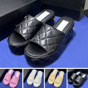 2023 New Style Sandal Sliders Женщины толстые нижние каблуки на платформу для платформы для платформы слайд -сандалии Luxury Sunmmer Beach Black Multi White Jumbo Logo Slippers B2