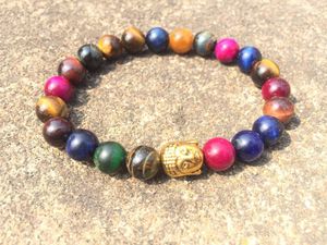 Странд натуральный камень 8 мм цветные тигровые глаза браслет йога браслеты Будда