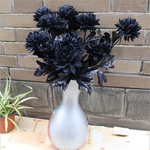 Dekorativa blommor Burgitry Dahlia Artificial Flower Branch Wedding Fake Wall Arrangement Materials Halloween Black Table Home Decor