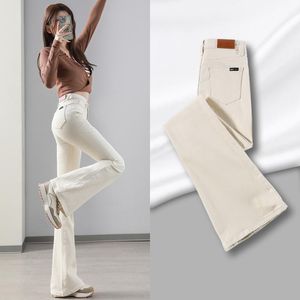 Women's Jeans Streetwear Fashion Women Flare Spring Autumn High Waist Full Length Pants Button Off white Office Casual Wide Leg Trousers 230614