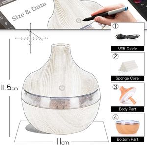 Humidifiers MINI USB Air Humidifier Electric Aroma Diffuser Mist Wood Grain Aromatherapy Mini Have LED Light For Car Home Office