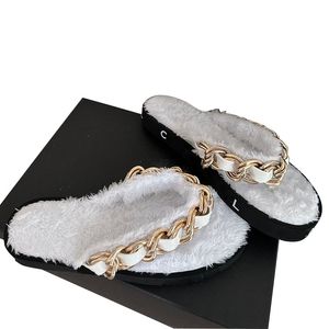 Kvinnor thong sandaler med guldkedjor tofflor designer plattform klackar flip-flops quiltade textur glider klassiska mulor utomhus strandskor för fest casual skor