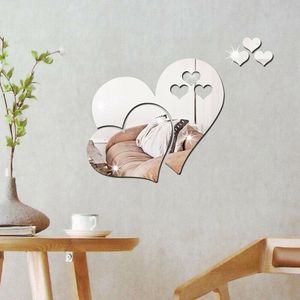 1Set 3D Love Hearts Mirror Wall Sticker Decal Wall Art Removable Wedding Decoration Kids Room Decoration Toilet Table Sticker