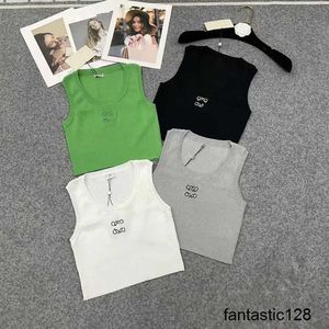 タンクトップの女性TシャツCamiseta Women's Tanks Designks Crop Top Shirt Camis Anagram-Broidered Cotton-Blend Tank Top Shorts Designer T Shirts White Size L