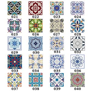 Estilo boêmio Azulejos coloridos Adesivo de parede Decoração para casa Banheiro Mesa Roupeiro Linha da cintura Decalques de parede à prova d'água PVC Art Mural