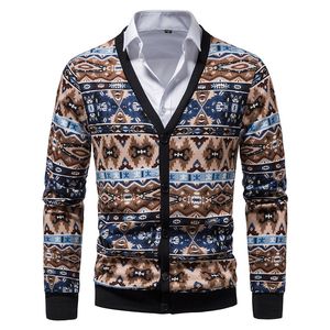 Мужские свитера винтажный рисунок вязаный кашемировый кардиган Men Men Brand Slim Fit Casual V Sect Sweater Jersey Hombre XXL 230615