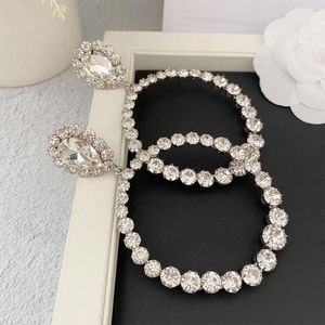 Schienali orecchini per reine francese di alta qualità grande cerchio intarsiato con morsetto per orecchio di cristallo gioielli di moda pendientes mujer per le donne