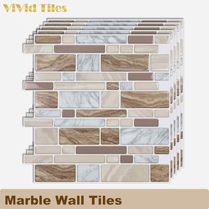 Vividtiles Marble Design 3D Wall Tiles Strong Stickiness Vinyl Wallpaper Waterproof Oli-proof Wall Stickers Modern Home Decor