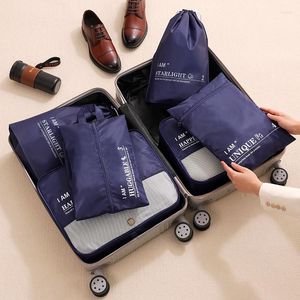 Sacos de armazenamento 6 pçs/conjunto Saco de viagem Bagagem Roupas Sapatos Estojo Seco Molhado Separação Organizador Guarda-roupa Casa Mala Embalagem Cubo Bolsa