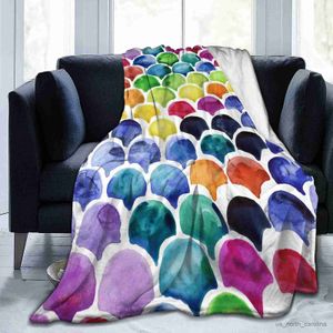 Blankets Mermaid Fish Scale Throw Blanket Comfort Lightweight Flannel Blankets Couch Sofa Bed Blanket for Kids Teen King Full Size R230615