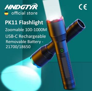 Ferramentas Manuais HNDGTYR Lanterna Ultra Potente LED Zoomable Torch TypeC Recarregável 21700 18650 Bateria Alta Potência Camping Light Cycling 230614