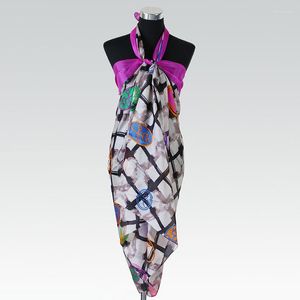 Шарфы шелк пиж с длинным шарфом 110cmx175cm Женщины платки чистые шифоновые шарфва