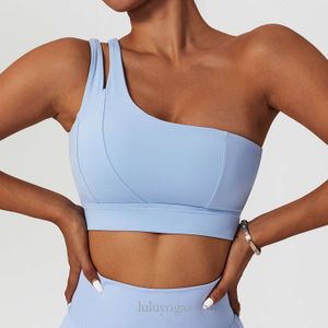 LL-980 Tank Top Crop Top Designer Sexy Women Sports Bra Chest Pad Beauty Back One Shoulder Fiess Underwear Push Up Yoga Crop Top Bras Solid Athletic Vest Fiess Top