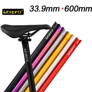 Hastes de bicicleta Litepro dobrável Tubo de assento de bicicleta de montanha Selim 339600mm acessórios de liga de alumínio ultraleve amortecedor à prova de choque 230614