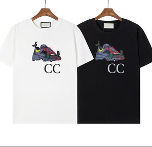 2023 Erkekler Tasarımcı Tee T Shirt 23SS Sıradan Ayakkabı Mektup Baskı Kısa Kollu Pamuk Kadınlar Siyah Beyaz M-3XL