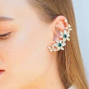 Ear Cuff Vintage Cubic Zirconia Clip on Earrings No Piercing Wedding Women Luxury Bride Flower Zircon Ear Cuff Earrings Party Jewelry 230614