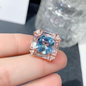 Cluster Rings Ladies Natural Topaz Gemstone Sterling Silver 925 Engagement Ring Blue Clean Jewelry Original Date Boutique