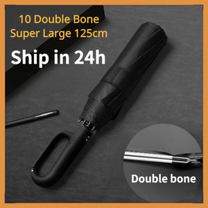 Umbrellas Windproof Strong 125CM Reinforced Ring Buckle 10 Double Bone Automatic Umbrella Men Large Clasp Folding Waterproof Big Umbrellas 230615