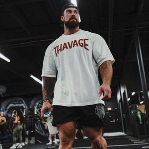 Men's T-Shirts Summer Thavage Tee Shirt Men Gym Running T Shirt Male Sports Loose Oversized Short Sleeve Bodybuilding Workout Tops Clothing 230615