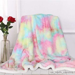 Coperta in stile europeo Nuova coperta in peluche arcobaleno Super morbida calda soffice Coperta per pisolino confortevole Coperta per divano R230615