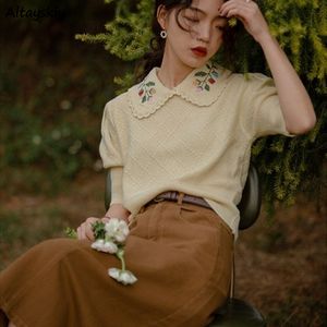 Swates Kobiety Pullovers Vintage Sweet Korean Style Knitting Wszech-Match Casual Retro Tender Cozy Loose Office Lato Summer