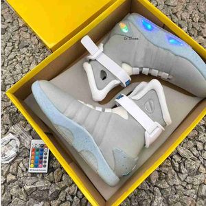 Air mag Back to the Future Moda Tênis masculino feminino Sapatos ao ar livre iluminação LED tênis ao ar livre com caixa