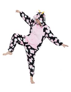 Pigiama Adulto Kigurumi Cow Onesies Flanella Cute Animal Pigiama Set Bambini Indumenti da notte invernali Costumi anime Pigiama Sleepwear Homewear 230614