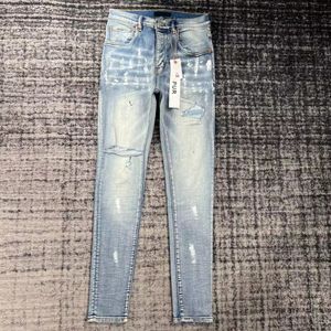 Viola Firmati Da Uomo Neri Strappi Di Jeans Strappati Dritti Normali Vecchi Lavati Lunghi Moda Jeans Impilati Con Fori 38