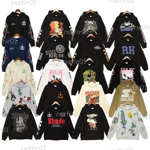 Designers Hoodie Rhudes High Street Varsity Rhude Basketball Puffer Hoodies Letter Patch Embroidered Letters and Loose Splicing Bomber Hoodies