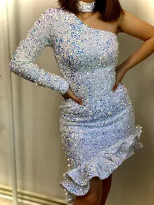 2023 ASO EBI Ivory Mermaid Dress Krótka seksowna wieczór Formalne przyjęcie Drugie przyjęcie urodzinowe Druhna Suknie zaręczynowe sukienki szatą de soiree ZJ373