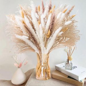 Flores decorativas 42 cm Fofo Grande Pampas Grama Seca Flor Caniços Naturais Loja de Casamento Decoração Enfeite Boho Vintage Home Decor