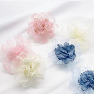 Decorative Flowers Handmade Chiffon Fabric Wedding Dresses Hats Shoes Decorations Hair Accessories DIY 10 Pieces Per Batch