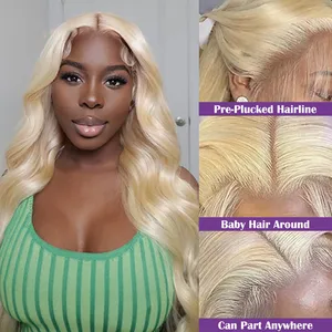 Honey Blonde Straight Lace Front Human Hair Wigs Brazilian 30 32 Inch 13X6 Lace Frontal Wigs With Baby Hair For Women