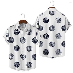 Men's Casual Shirts 2023 Summer Fashion White Print And Shorts Men Turn-down Collar Buttoned Shirt Short Sleeve Cardigan Streetwear