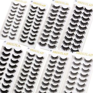 Makeup Tools 10 pairs Handmade 3d mink lashes short False Eyelashes Cross Messy Dense Natural Eye Lashes Stage 230614