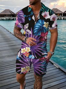 Męskie dresy męskie szorty T-shirt garnitur plażowy Breeze swobodna moda pół zip lapel z krótkim rękawem noszenie mężczyzn i szorty letni zestaw odzieży 230615