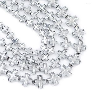 Beads Natural Stone Cross Jesus Silvers Hematite 6/8/10MM Loose Spacer For Jewelry Making Diy Bracelet Pendant Accessories