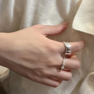 Cluster Rings S925 Sterling Silver Fashion Simple Texture Heavy Industry Ring Blogger in stile coreano Lo stesso commercio all'ingrosso di gioielli