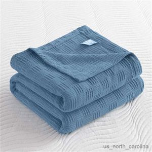 毛布柔らかい居心地の良い綿スローブランケットワイドプレーンニットソファベッドカバーベッドスプレッドホームデコレーション薄い毛布R230615