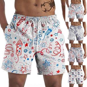 Men's Shorts Independence Day Element Print Swimwear Swim Trunks Beach Swimming Board Quick Dry Pant Casual Streetwear