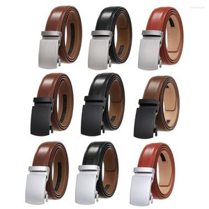 Belts Plyesxale Fashion Mens Brand Genuine Leather Belt Brown Automatic Buckle Waist Strap Business Male Cintos High Quality B1007