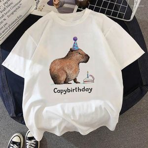 メンズTシャツカピバラTシャツ面白いカピュビルトデイグラフィックユニセックスカジュアルTシャツかわいい漫画プリントストリートウェア女性/男性半袖シャツ