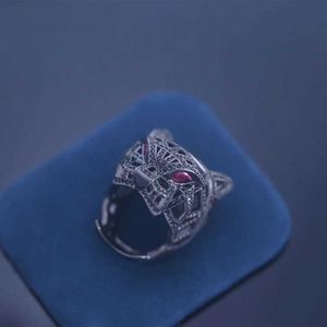 Designer Trendy s925 Sterling Silver Carter Full Diamond Leopard Head Ring Feminine and Versatile Exaggerated Magnificent Personality YU4B