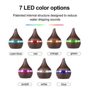 Luftbefeuchter 300 ml Aroma Diffusor Ultraschall Holzmaserung Luftbefeuchter USB Mini Nebel LED-Licht