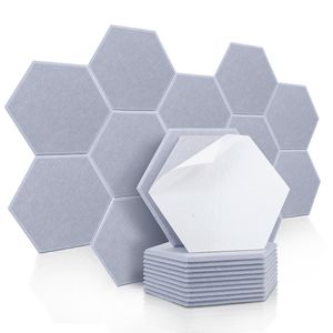 Wall Stickers Sound Proof Wall Panels 12Pcs Hexagon Noise Pared Acoustic Panel Self-adhesive Recording Studio Environmental Door Seal Strip 230614