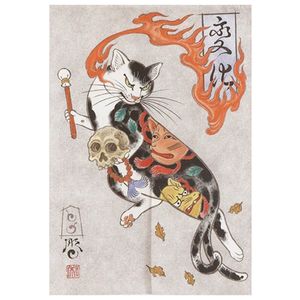 Vorhang Japanische Ukiyoe Tattoo Katze Noren Tür Bedruckt Tür Küche Schlafzimmer Eingang Dekoration Hängende Halbvorhänge 230615