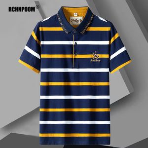 Herren Polos Sommer Kurzarm Polo Shirts Männer Baumwolle Casual Mode Stickerei Gestreiften Marke Qualität Baggy Kleidung 230614